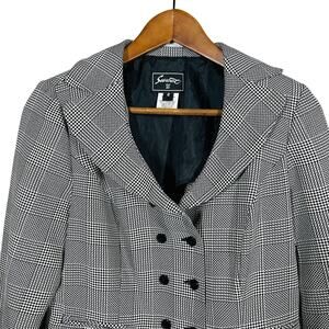 Vintage Sweet Suit Crop Blazer Black White Dual Button Front - 8